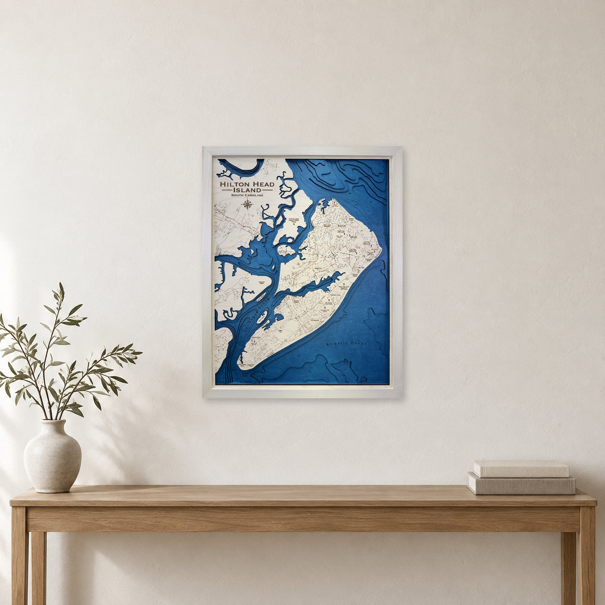 Hilton Head Island Wood Map — Multilayer — room mockup