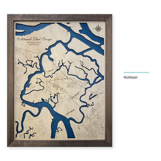 Whitemarsh Island, Georgia Wood Map — Multilayer — style-labeled photo