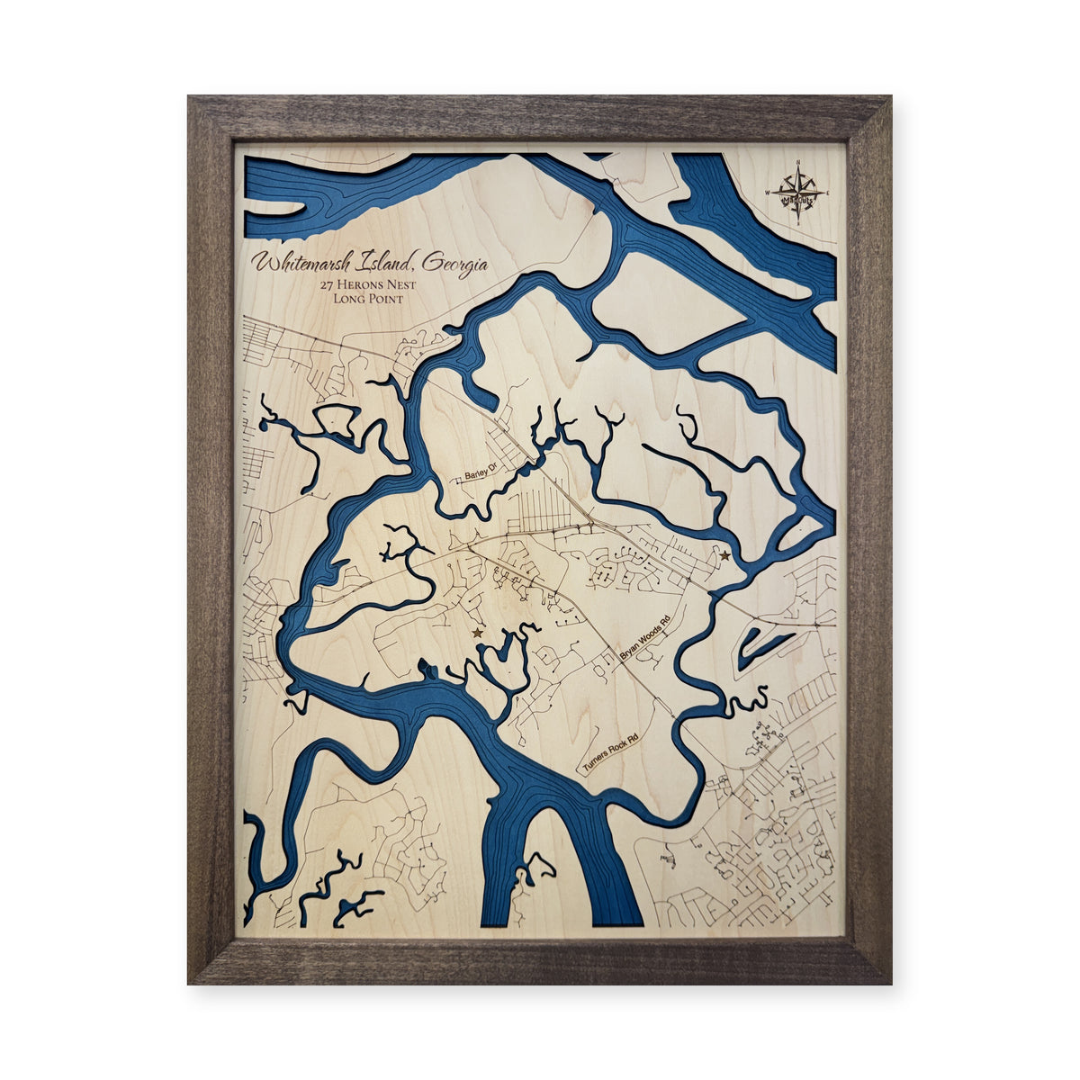 Whitemarsh Island, Georgia Wood Map — Multilayer — plain-background photo