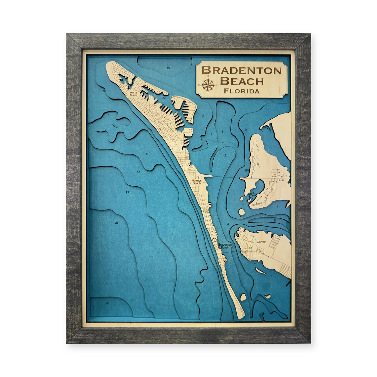 Bradenton Beach, Florida Wood Map — Multilayer — plain-background photo