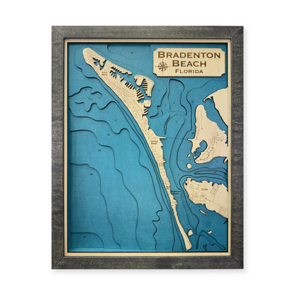 Bradenton Beach, Florida Wood Map — Multilayer — plain-background photo