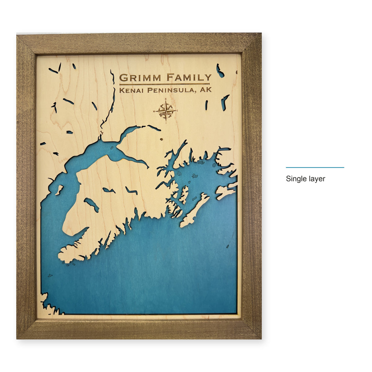 Kenai Peninsula, Alaska Wood Map — Single layer — style-labeled photo