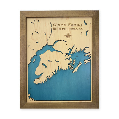 Kenai Peninsula, Alaska Wood Map — Single layer — plain-background photo