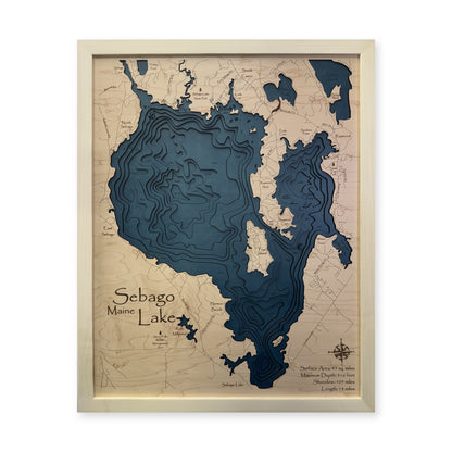 Sebago Lake, Wood Map — Multilayer — plain-background photo