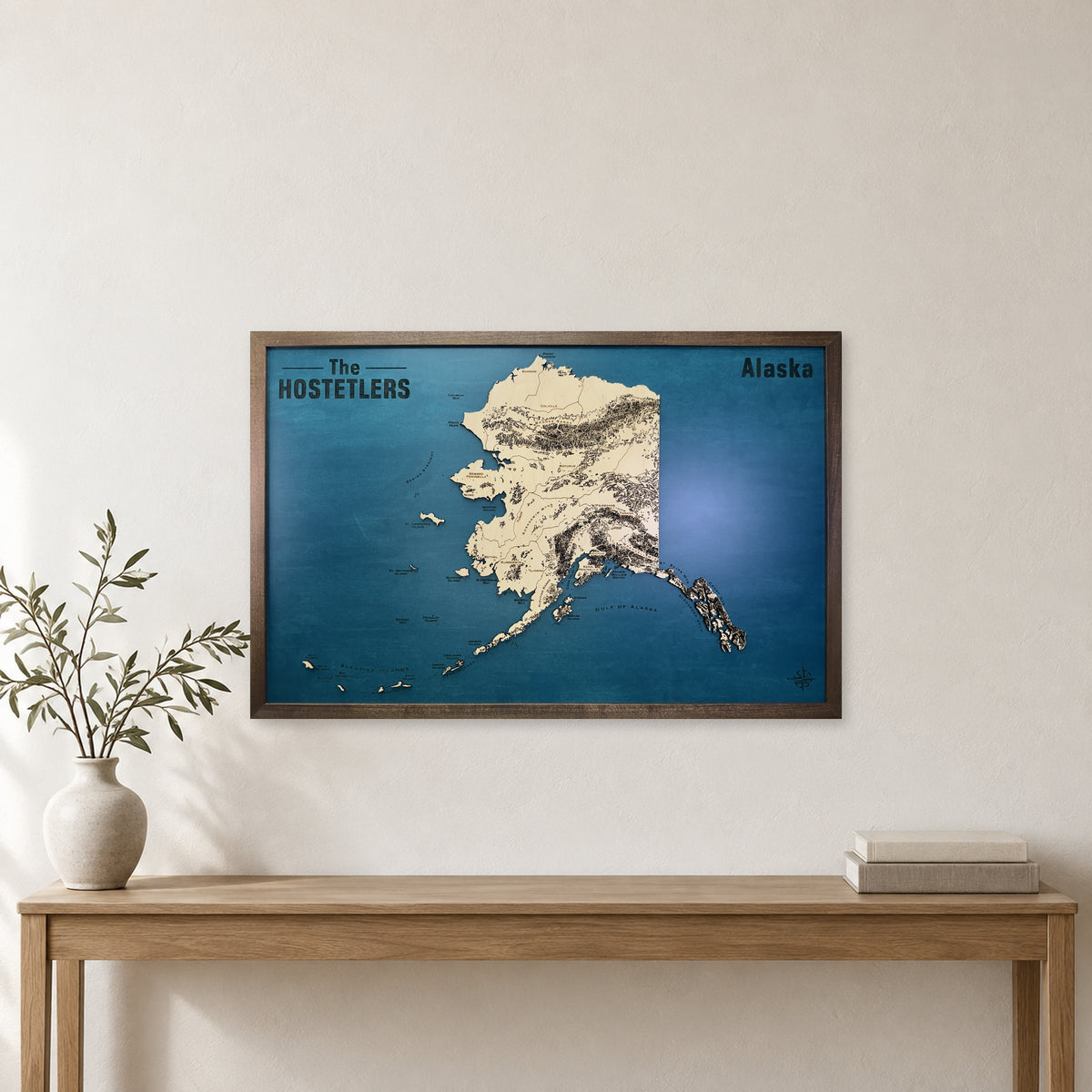 Alaska Wood Map — Single layer — room mockup