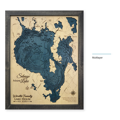 Sebago Lake, Wood Map — Multilayer — style-labeled photo