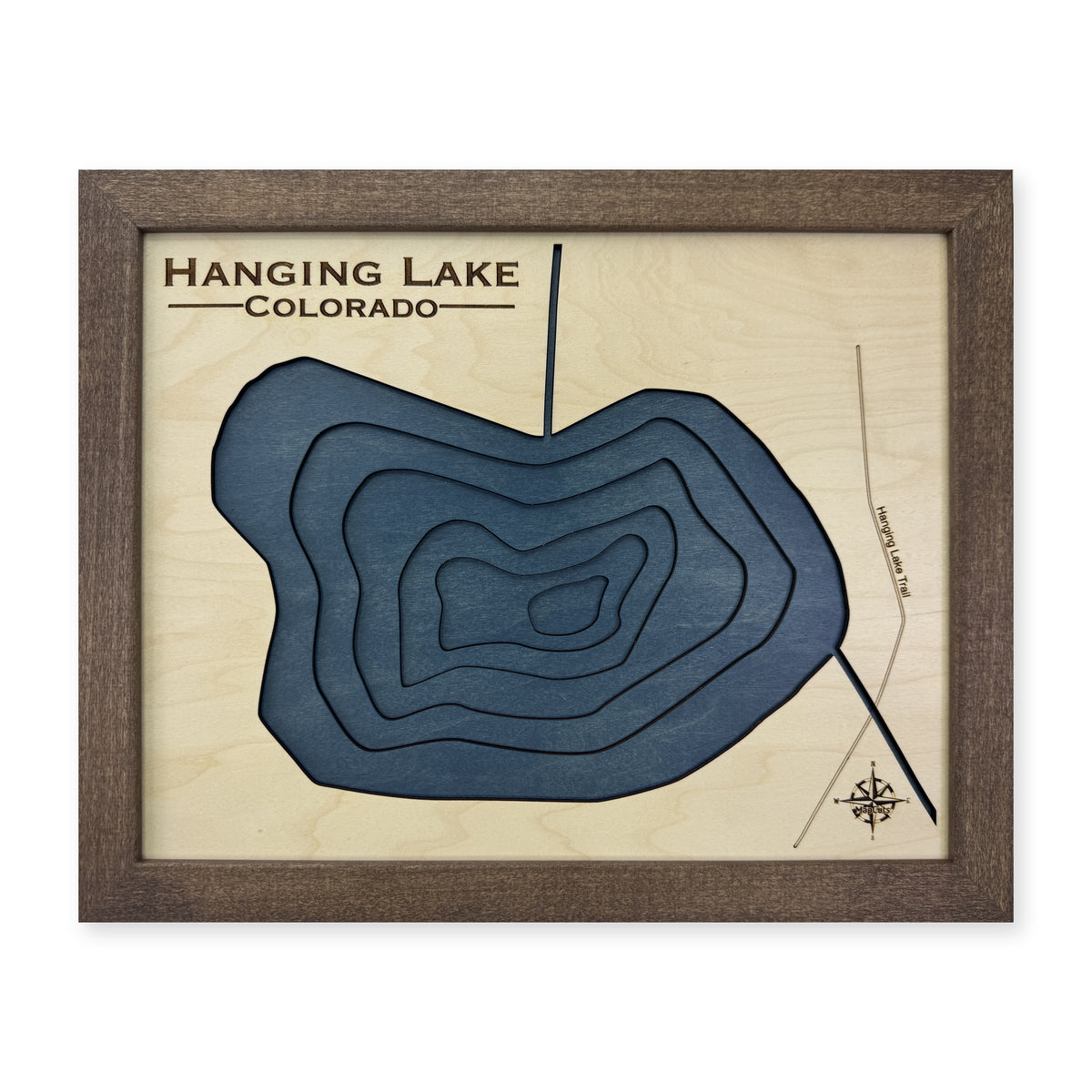 Hanging Lake, Colorado Wood Map — Multilayer — plain-background photo