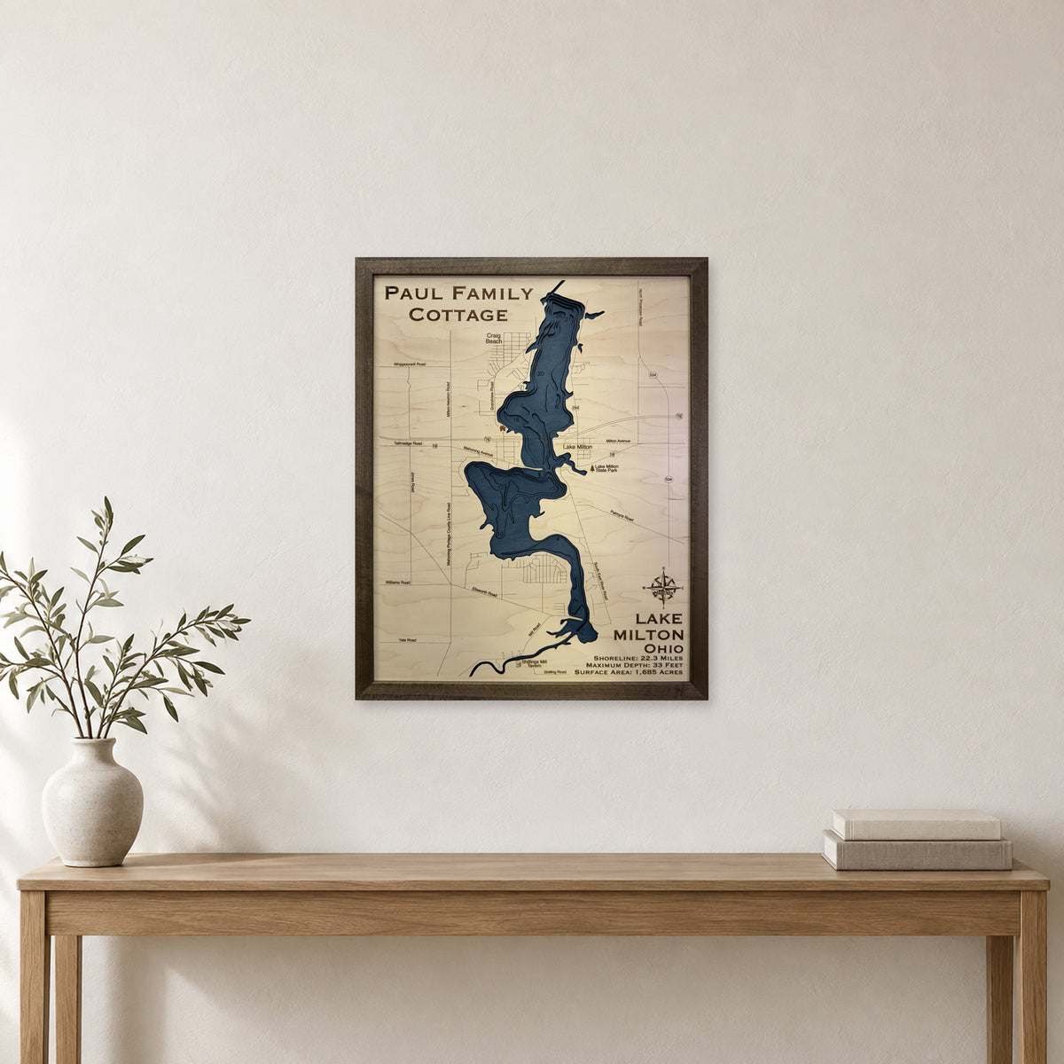 Lake Milton, Ohio, Wood Map — Multilayer — room mockup