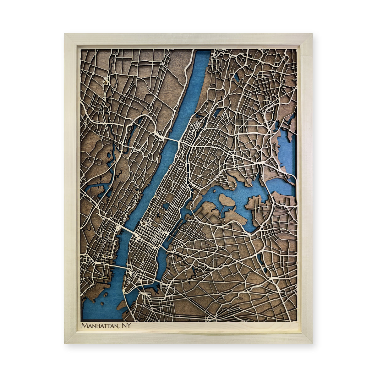 Manhattan, New York, Wood City Map — Multilayer — plain-background photo
