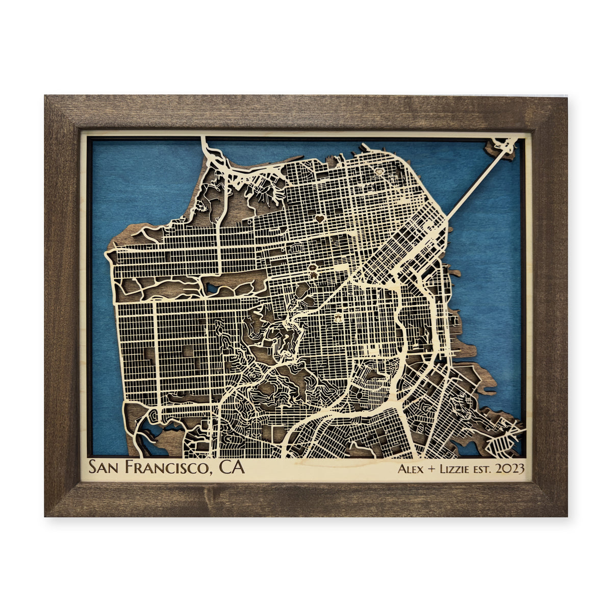 San Francisco, California Wood Map — Multilayer — plain-background photo