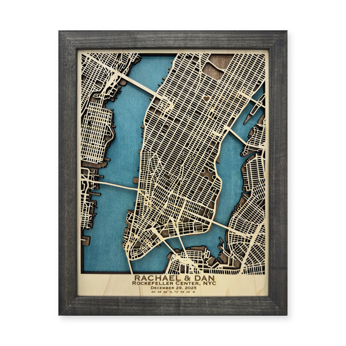 Manhattan, New York, Wood City Map — Multilayer — plain-background photo