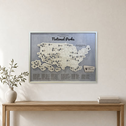National Park Travel Map — Single layer — room mockup