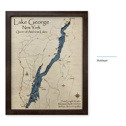 Lake George, New York, Wood Map — Multilayer — style-labeled photo