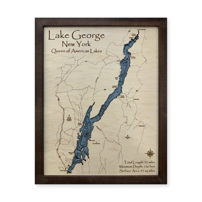 Lake George, New York, Wood Map — Multilayer — plain-background photo