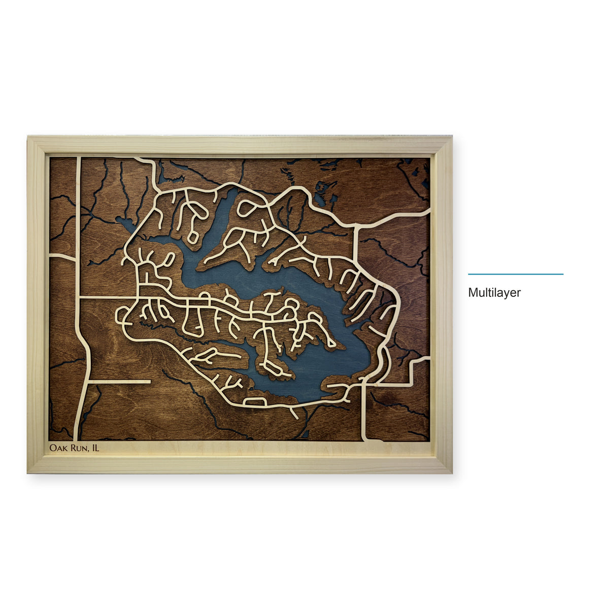 Oak Run, Illinois Wood Map — Multilayer — style-labeled photo