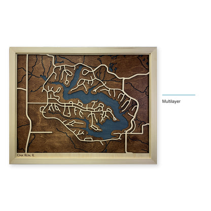 Oak Run, Illinois Wood Map — Multilayer — style-labeled photo