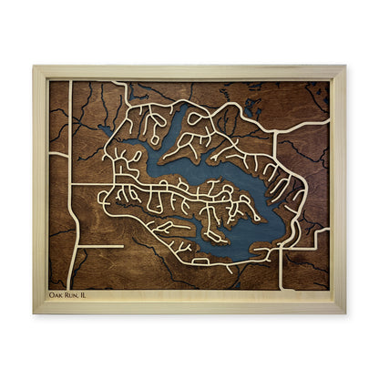 Oak Run, Illinois Wood Map — Multilayer — plain-background photo