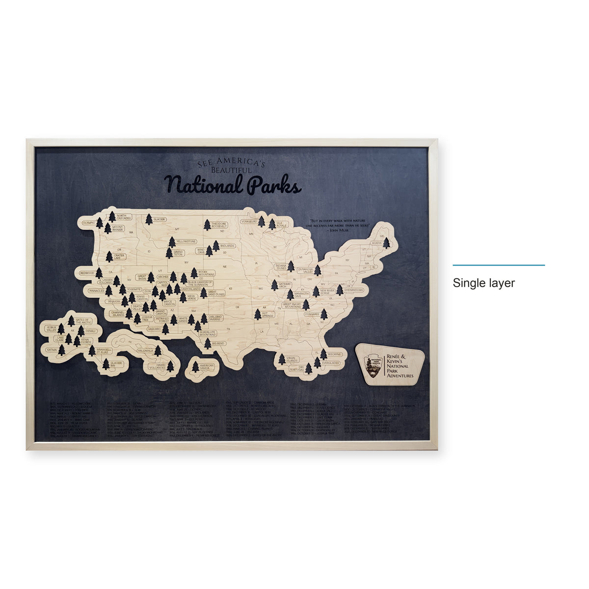 National Park Travel Map — Single layer — style-labeled photo