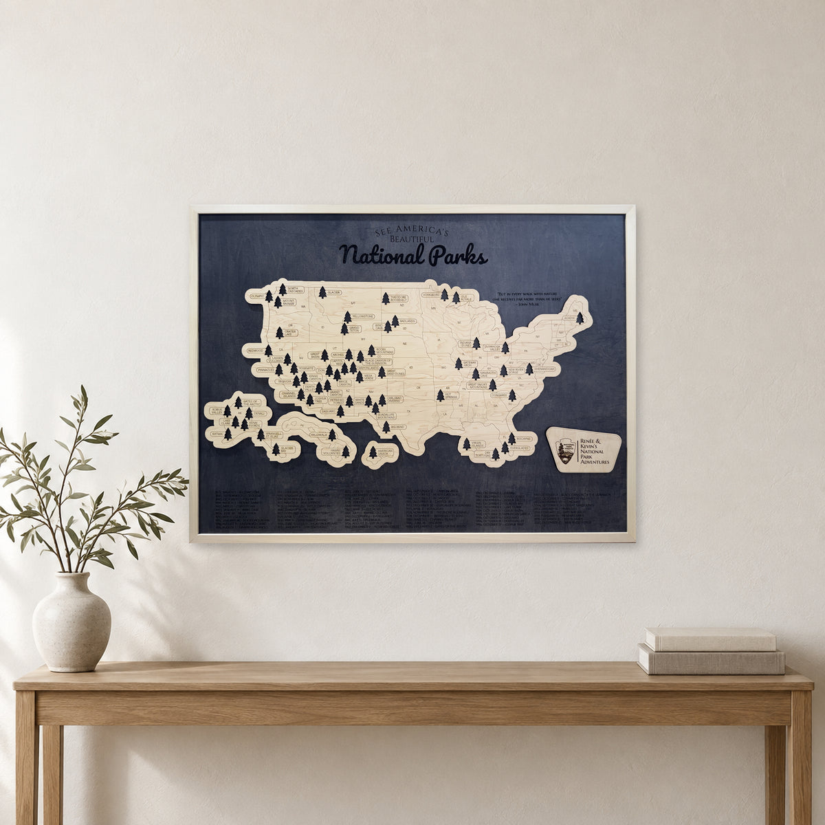 National Park Travel Map — Single layer — room mockup