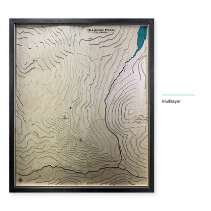 Diamond Peak, Colorado Wood Map — Multilayer — style-labeled photo