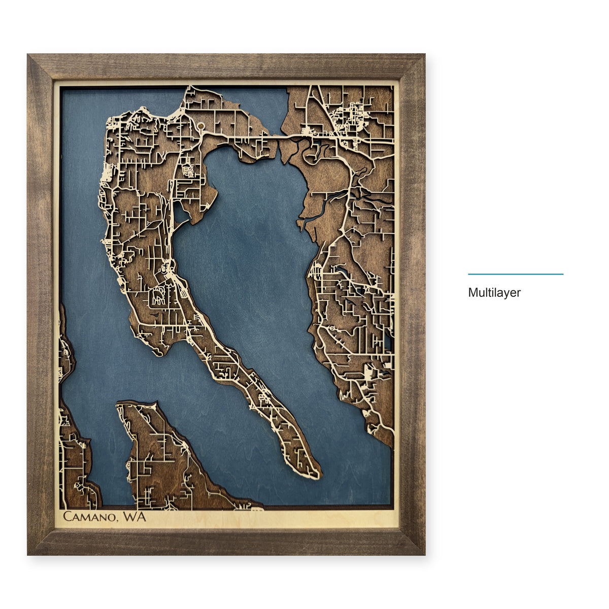 Camano Island Wood Map — Multilayer — style-labeled photo