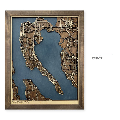 Camano Island Wood Map — Multilayer — style-labeled photo