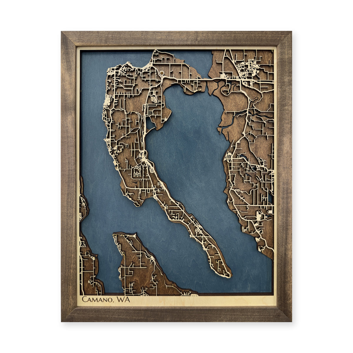 Camano Island Wood Map — Multilayer — plain-background photo