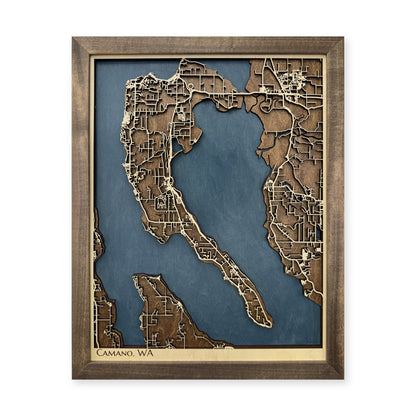 Camano Island Wood Map — Multilayer — plain-background photo