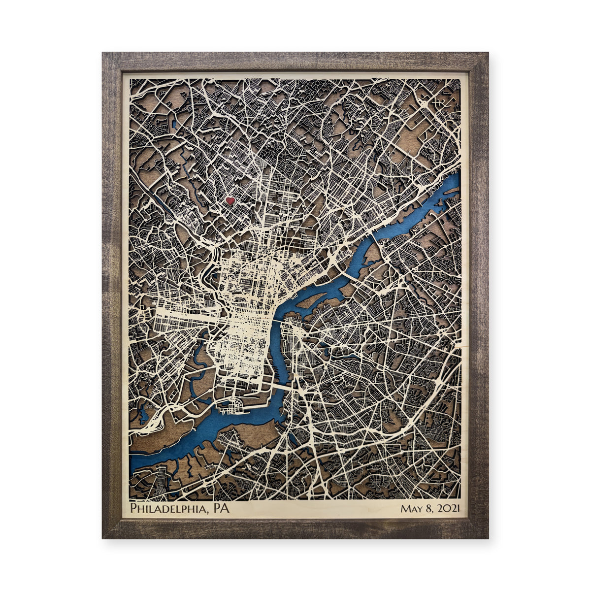 Philadelphia, PA, Wood City Map — Multilayer — plain-background photo