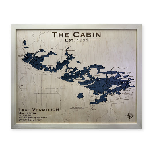 Vermilion Lake, Minnesota Wood Map — Multilayer — plain-background photo