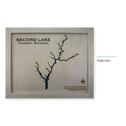 Secord Lake, Michigan Wood Map — Single layer — style-labeled photo