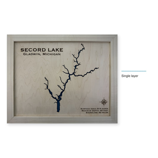 Secord Lake, Michigan Wood Map — Single layer — style-labeled photo