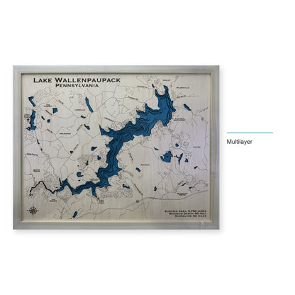 Lake Wallenpaupack Wood Map — Multilayer — style-labeled photo