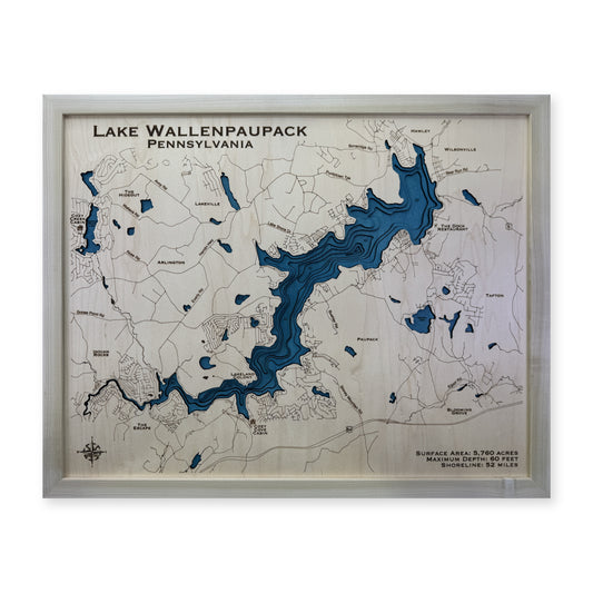 Lake Wallenpaupack Wood Map — Multilayer — plain-background photo