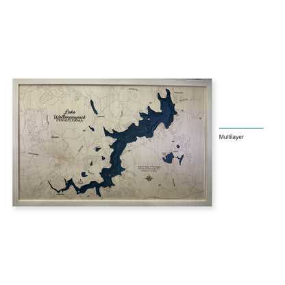 Lake Wallenpaupack Wood Map — Multilayer — style-labeled photo