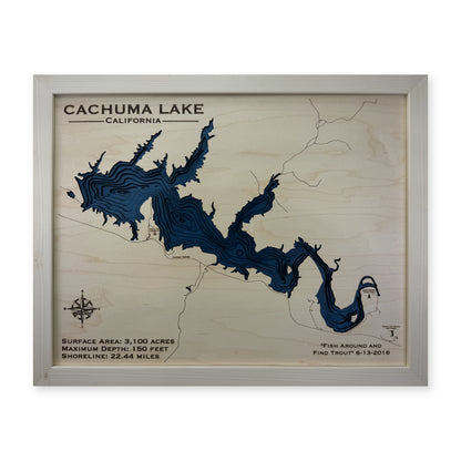 Cachuma Lake, California Wood Map — Multilayer — plain-background photo