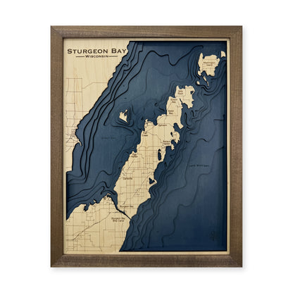 Sturgeon Bay, Wisconsin Wood Map — Multilayer — plain-background photo