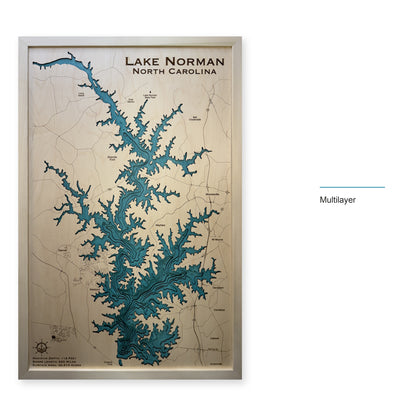 Lake Norman Wood Map — Multilayer — style-labeled photo