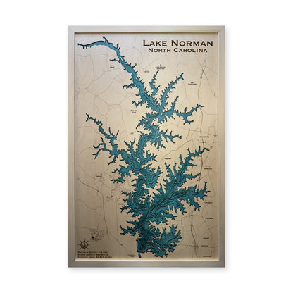 Lake Norman Wood Map — Multilayer — plain-background photo