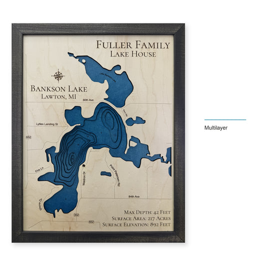 Bankson Lake, Michigan Wood Map — Multilayer — style-labeled photo