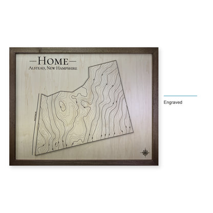 Alstead, New Hampshire Wood Map — Engraved — style-labeled photo
