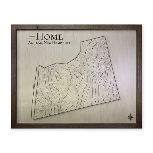 Alstead, New Hampshire Wood Map — Engraved — plain-background photo