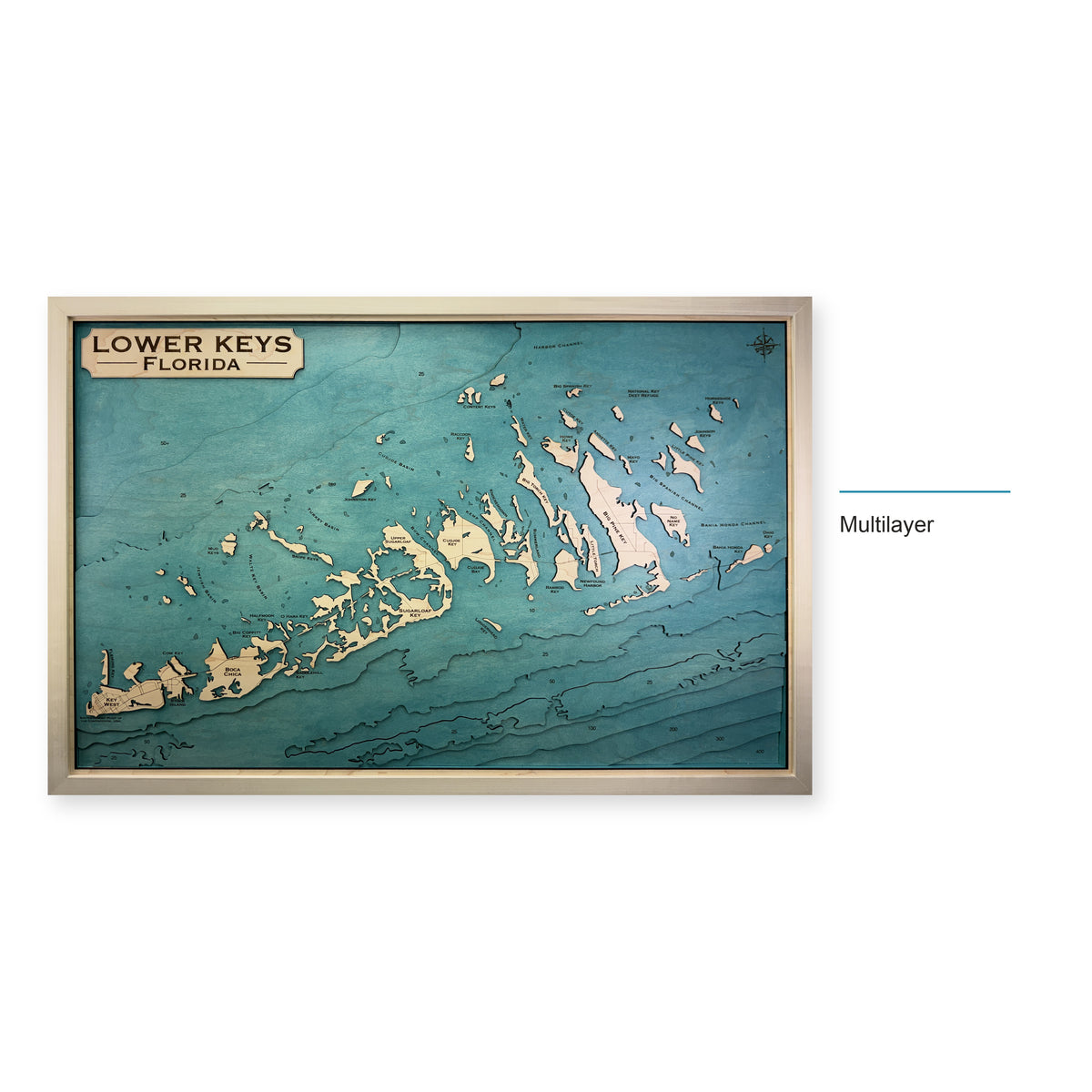 South Florida and Keys, Coastline Map — Multilayer — style-labeled photo