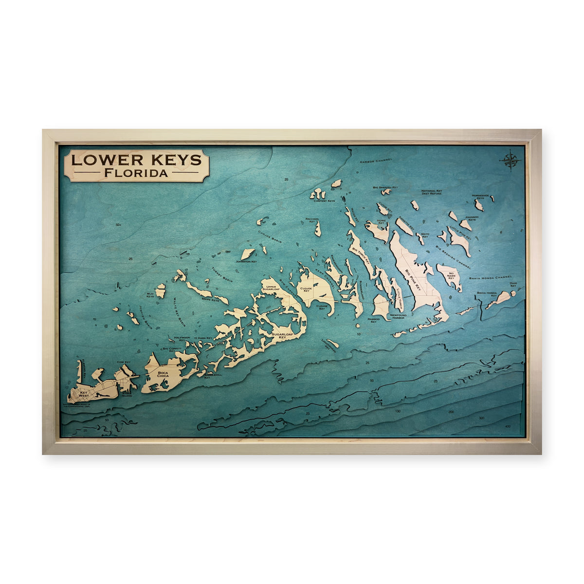 South Florida and Keys, Coastline Map — Multilayer — plain-background photo
