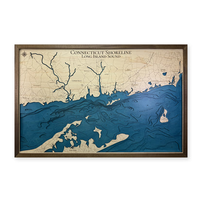 Long Island Sound Wood Map — Multilayer — plain-background photo