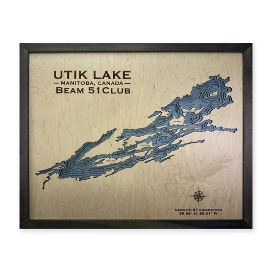 Utik Lake, Manitoba Wood Map — Multilayer — plain-background photo