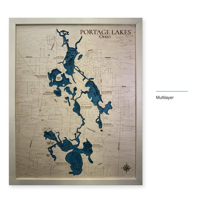 Portage Lakes, Summit County, OH, Wood Map — Multilayer — style-labeled photo