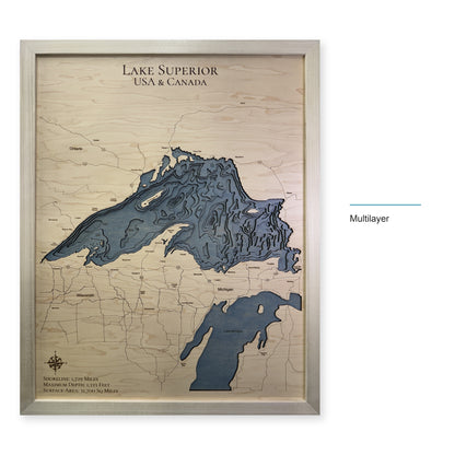 Lake Superior Wood Map — Multilayer — style-labeled photo