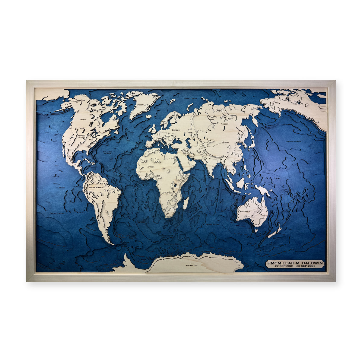 World Topographic Wood Map — Multilayer — plain-background photo