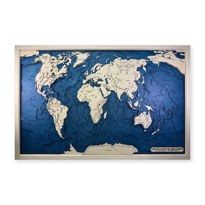 World Topographic Wood Map — Multilayer — plain-background photo